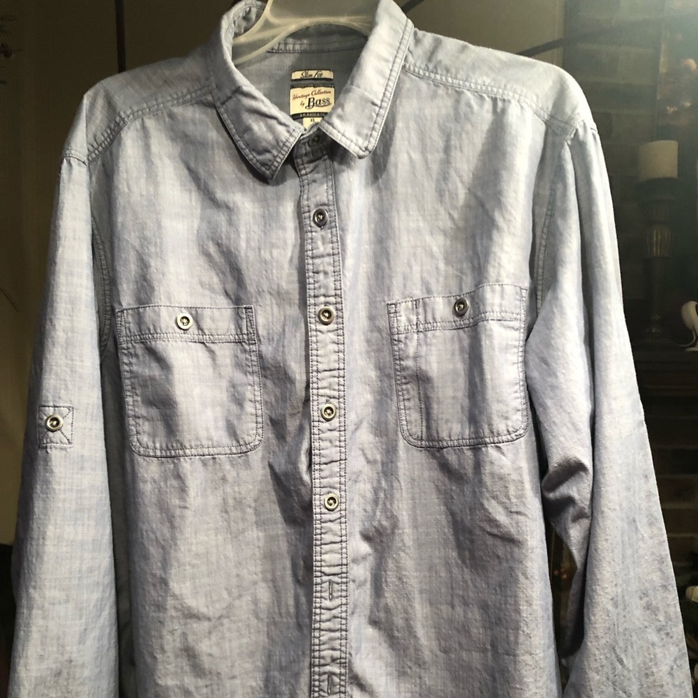 Bass blue Jean shirt. XL chest pockets.